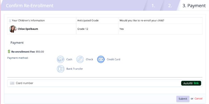 Parent Dashboard Showing Students