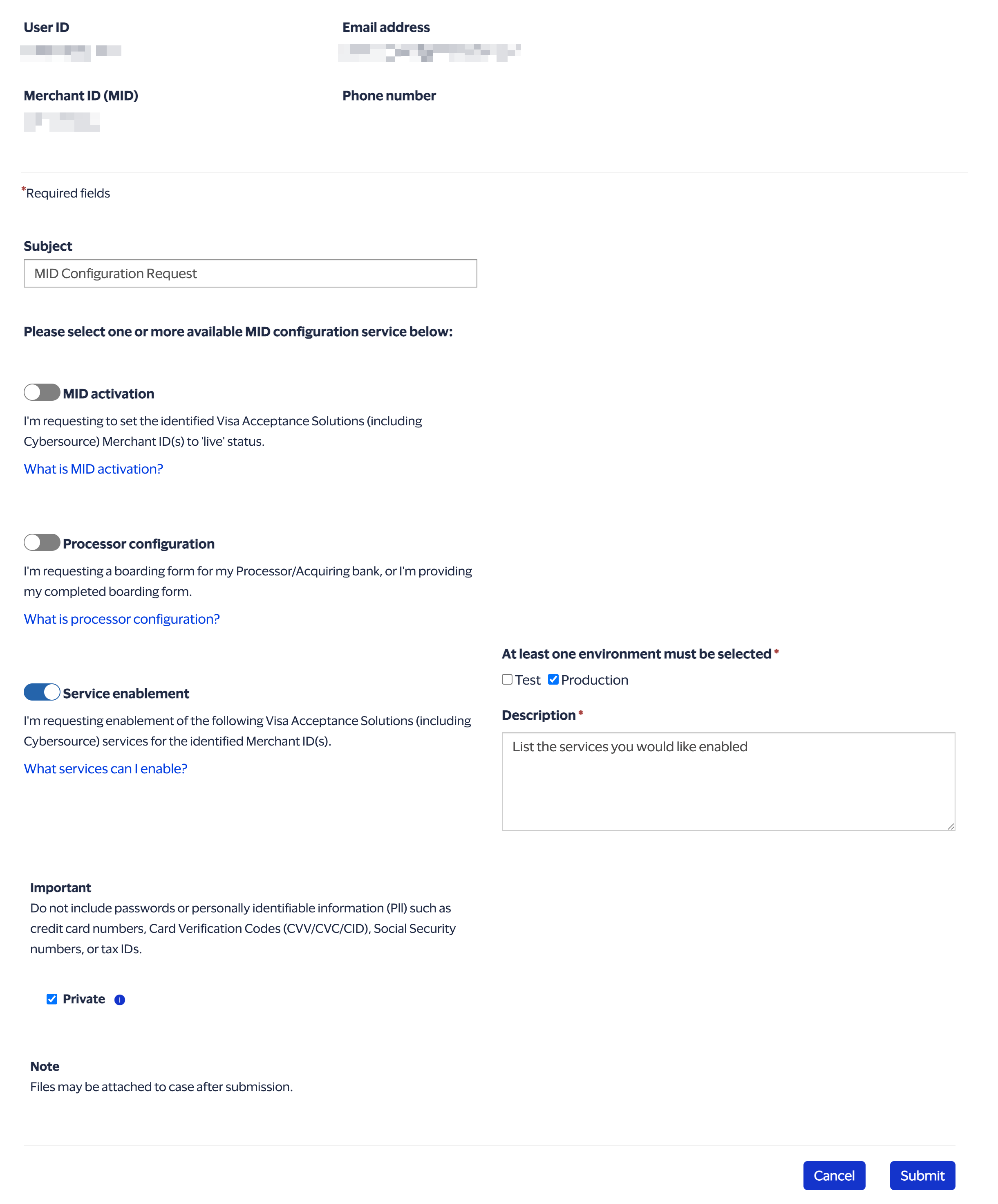 Screenshot: Under Environment, check Production only