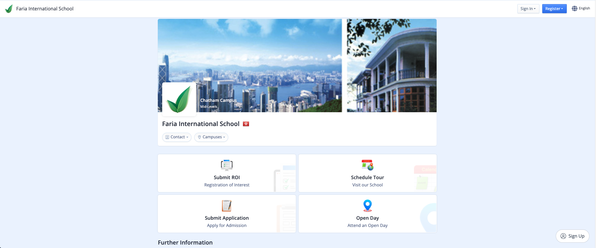 截图：每所使用我们系统的学校都拥有一个专属的个性化网站——这是您面向潜在学生的数字化门户。