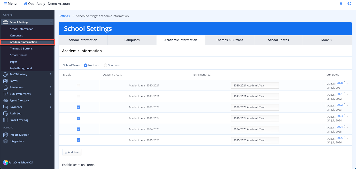Captura de pantalla: A medida que se acerca un nuevo año académico, es importante asegurarse de que su cuenta de OpenApply esté configurada correctamente.
