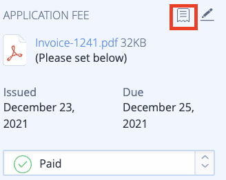 Captura de pantalla: Los recordatorios de pago y los recibos se pueden enviar individualmente a través del perfil del solicitante.