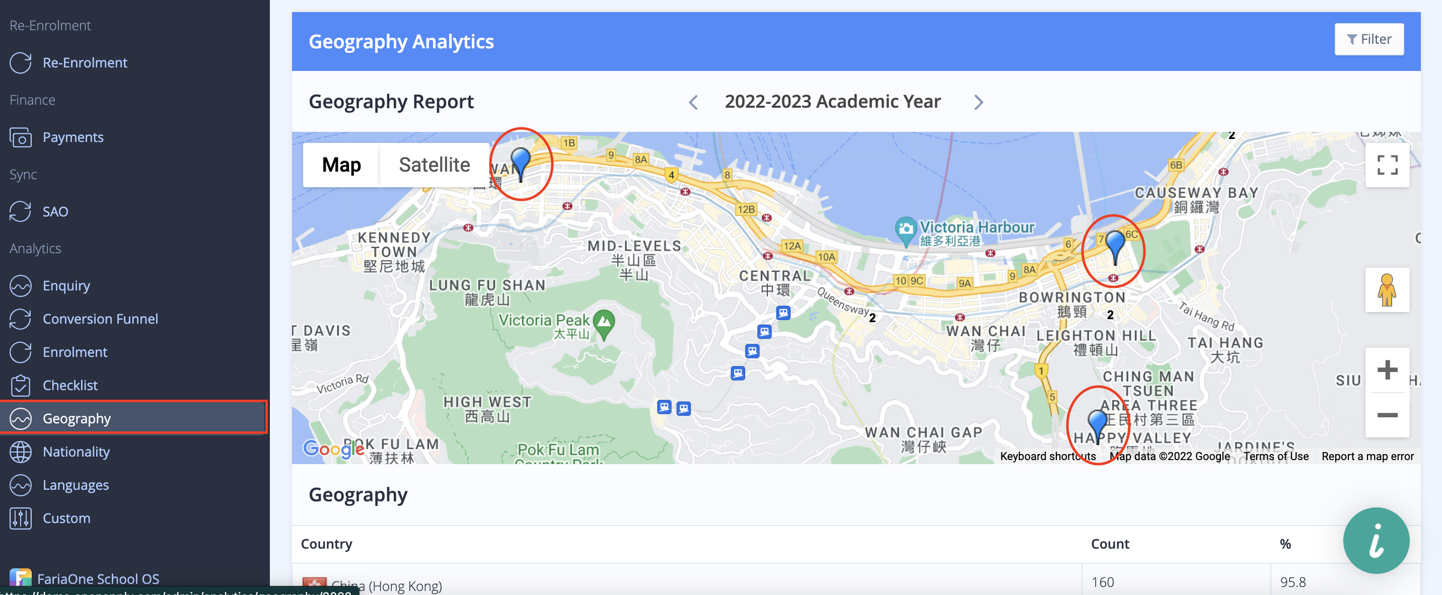 屏幕截图：查看申请人居住地的地图！