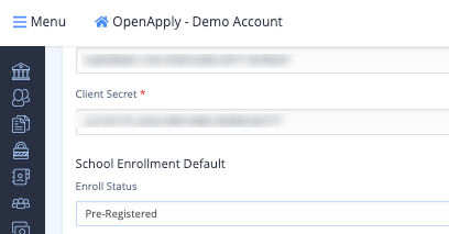 Captura de pantalla: En la configuración de integración de Powerschool, puede elegir si desea sincronizar a los nuevos estudiantes como "Activos".