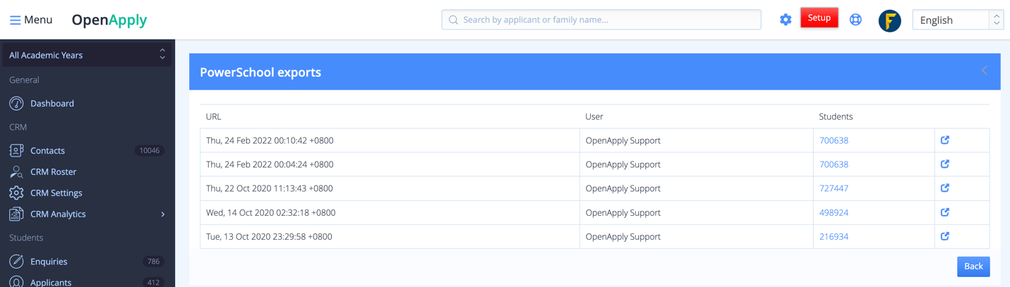 Captura de pantalla: (Cambie {{subdomain.openapply.com}} por la dirección de su sitio OpenApply, utilizando .cn o .eu si corresponde).