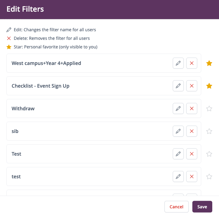 Captura de pantalla: Haz clic en Editar filtros para abrir tus filtros guardados.