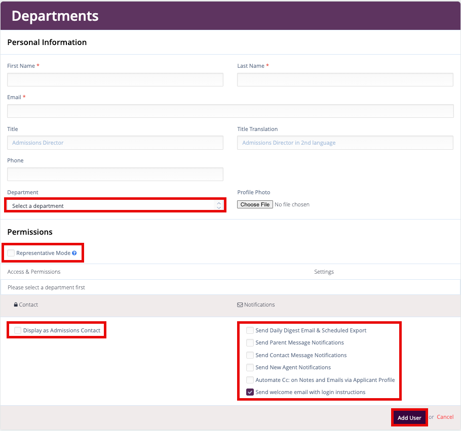 屏幕截图：添加新用户：添加新用户